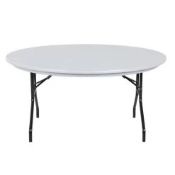 Correll Round Folding Table, 60" Tamper-Resistant Plastic, Gray -Zown Shop 1003504
