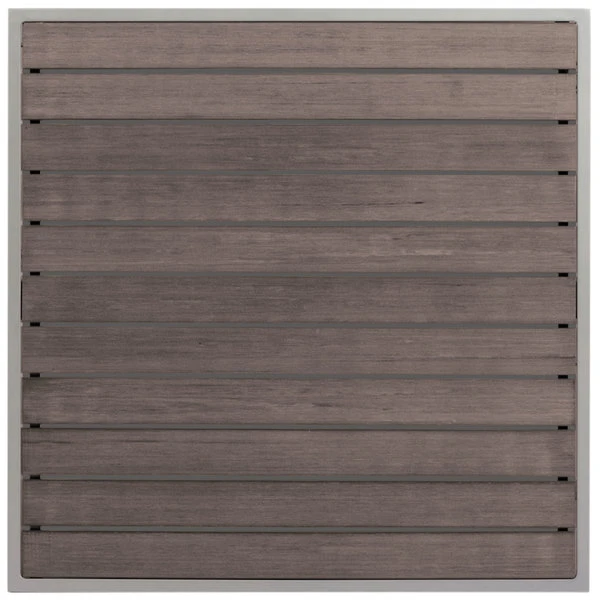 BFM Seating Seaside 31" Square Soft Gray Metal Bolt-Down Standard Height Table With Gray Synthetic Teak Top 2 BFM Seating Seaside 31" Square Soft Gray Metal Bolt-Down Standard Height Table With Gray Synthetic Teak Top - Image 2