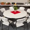 Lifetime Round Folding Table, 60" Plastic, Almond - 4/Pack