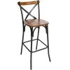BFM Seating Henry Sand Black Steel Bar Height Chair With Autumn Ash Wooden Back And Seat