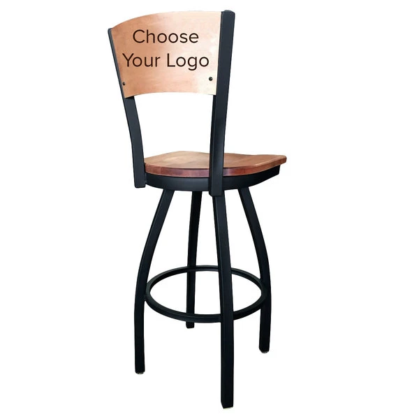 Holland Bar Stool Black Steel NCAA Logo Laser Engraved Bar Height Swivel Chair With Maple Back And Seat 2 Holland Bar Stool Black Steel NCAA Logo Laser Engraved Bar Height Swivel Chair With Maple Back And Seat - Image 2