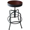 Holland Bar Stool 910BWDC Black Wrinkle Steel Height Adjustable Stool With Dark Cherry Finish Seat