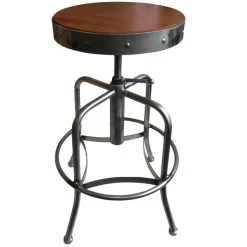 Holland Bar Stool 910CLMED Clear Coat Steel Height Adjustable Stool With Medium Finish Seat