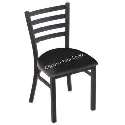 Holland Bar Stool Black Steel NCAA Chair With Ladder Back And Padded Seat