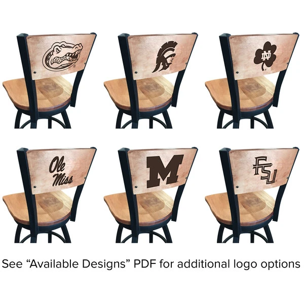 Holland Bar Stool Black Steel NCAA Logo Laser Engraved Bar Height Swivel Chair With Maple Back And Seat 3 Holland Bar Stool Black Steel NCAA Logo Laser Engraved Bar Height Swivel Chair With Maple Back And Seat - Image 3