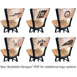 Holland Bar Stool Black Steel Logo Laser Engraved Bar Height Swivel Chair With Maple Back And Seat -Zown Shop 1315132