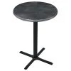 Holland Bar Stool OD211-3030BWOD30RBlkStl 30" Round Black Steel Laminate Outdoor / Indoor Standard Height Table With Cross Base