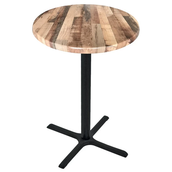 Holland Bar Stool OD211-3030BWOD30RRustic 30" Round Rustic Wood Laminate Outdoor / Indoor Standard Height Table With Cross Base 1 Holland Bar Stool OD211-3030BWOD30RRustic 30" Round Rustic Wood Laminate Outdoor / Indoor Standard Height Table With Cross Base