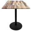 Holland Bar Stool OD214-2242BWOD30SQRustic 30" Square Rustic Wood Laminate Outdoor / Indoor Bar Height Table With Round Base