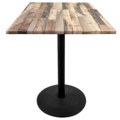 Holland Bar Stool OD214-2242BWOD30SQRustic 30" Square Rustic Wood Laminate Outdoor / Indoor Bar Height Table With Round Base