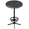 Holland Bar Stool OD21642BWOD36RBlkStl 36" Round Black Steel Laminate Outdoor / Indoor Bar Height Table With Foot Rest Base