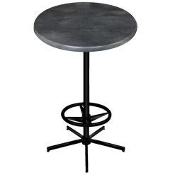 Holland Bar Stool OD21642BWOD36RBlkStl 36" Round Black Steel Laminate Outdoor / Indoor Bar Height Table With Foot Rest Base