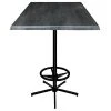 Holland Bar Stool OD21642BWOD30SQBlkStl 30" Square Black Steel Laminate Outdoor / Indoor Bar Height Table With Foot Rest Base