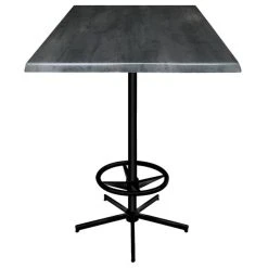 Holland Bar Stool OD21642BWOD30SQBlkStl 30" Square Black Steel Laminate Outdoor / Indoor Bar Height Table With Foot Rest Base