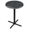 Holland Bar Stool OD211-3036BWOD36RBlkStl 36" Round Black Steel Laminate Outdoor / Indoor Counter Height Table With Cross Base