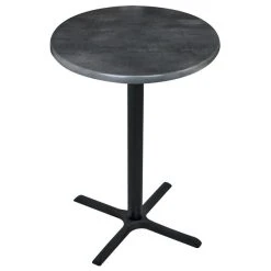 Holland Bar Stool OD211-3036BWOD36RBlkStl 36" Round Black Steel Laminate Outdoor / Indoor Counter Height Table With Cross Base