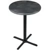 Holland Bar Stool OD211-3042BWOD30RBlkStl 30" Round Black Steel Laminate Outdoor / Indoor Bar Height Table With Cross Base