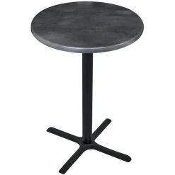 Holland Bar Stool OD211-3042BWOD30RBlkStl 30" Round Black Steel Laminate Outdoor / Indoor Bar Height Table With Cross Base
