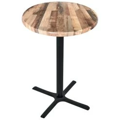 Holland Bar Stool OD211-3042BWOD30RRustic 30" Round Rustic Wood Laminate Outdoor / Indoor Bar Height Table With Cross Base