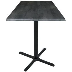 Holland Bar Stool OD211-3042BWOD36SQBlkStl 36" Square Black Steel Laminate Outdoor / Indoor Bar Height Table With Cross Base