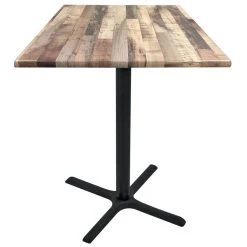 Holland Bar Stool OD211-3042BWOD36SQRustic 36" Square Rustic Wood Laminate Outdoor / Indoor Bar Height Table With Cross Base
