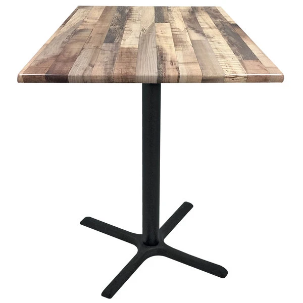 Holland Bar Stool OD211-3042BWOD36SQRustic 36" Square Rustic Wood Laminate Outdoor / Indoor Bar Height Table With Cross Base 1 Holland Bar Stool OD211-3042BWOD36SQRustic 36" Square Rustic Wood Laminate Outdoor / Indoor Bar Height Table With Cross Base