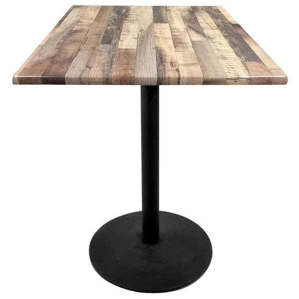 Holland Bar Stool OD214-2230BWOD30SQRustic 30" Square Rustic Wood Laminate Outdoor / Indoor Standard Height Table With Round Base 1 Holland Bar Stool OD214-2230BWOD30SQRustic 30" Square Rustic Wood Laminate Outdoor / Indoor Standard Height Table With Round Base