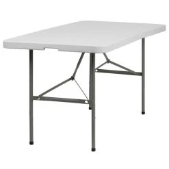 Flash Furniture DAD-YCZ-152Z-GG 30" X 60" Rectangular Granite White Bi-Fold Plastic Folding Table
