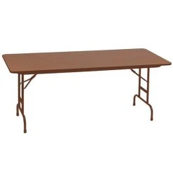 Correll 36" X 96" Medium Oak High Pressure Heavy Duty Adjustable Height Folding Table