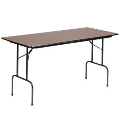 Correll 24" X 60" Walnut Solid High Pressure Heavy Duty Folding Table With Plywood Core