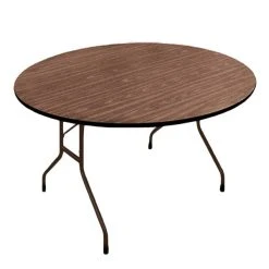 Correll 60" Round Walnut Solid High Pressure Heavy Duty Folding Table With Plywood Core