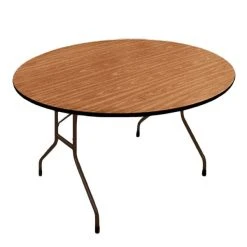 Correll 60" Round Medium Oak Solid High Pressure Heavy Duty Folding Table With Plywood Core