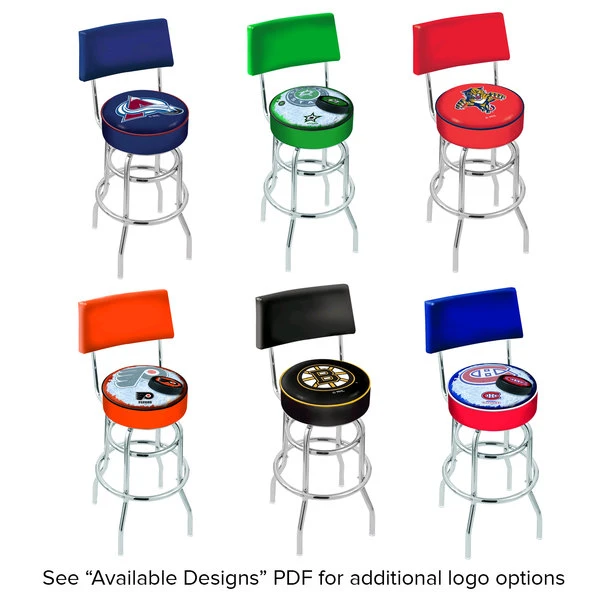 Holland Bar Stool NHL Logo Double Ring Swivel Stool With Padded Back And Seat 2 Holland Bar Stool NHL Logo Double Ring Swivel Stool With Padded Back And Seat - Image 2