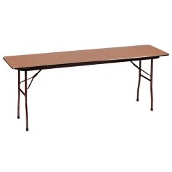 Correll 18" X 60" Rectangular Medium Oak Solid High Pressure Heavy Duty Folding Table With Plywood Core