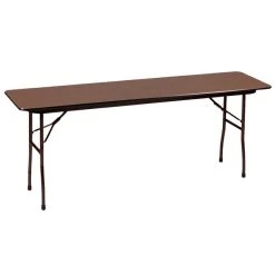 Correll 18" X 96" Rectangular Walnut Solid High Pressure Heavy Duty Folding Table With Plywood Core
