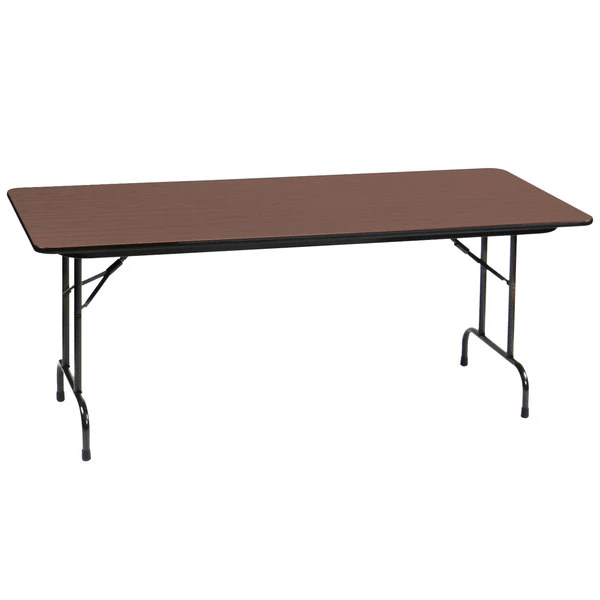 Correll 24" X 48" Rectangular Walnut Solid High Pressure Heavy Duty Folding Table With Plywood Core 1 Correll 24" X 48" Rectangular Walnut Solid High Pressure Heavy Duty Folding Table With Plywood Core