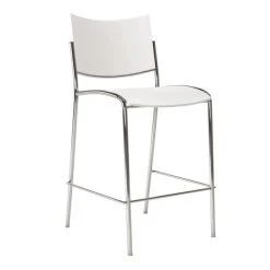 Mayline ESS2W Escalate White Plastic Stacking Stool With Chrome Base - 2/Case