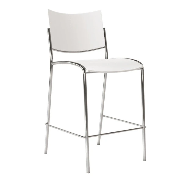 Mayline ESS2W Escalate White Plastic Stacking Stool With Chrome Base - 2/Case 1 Mayline ESS2W Escalate White Plastic Stacking Stool With Chrome Base - 2/Case