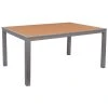 BFM Seating Longport 35" X 71" Silver Aluminum Bolt-Down Standard Height Table With Synthetic Teak Top