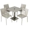 BFM Seating South Beach 32" Square Titanium Silver Outdoor Table With 4 Chairs