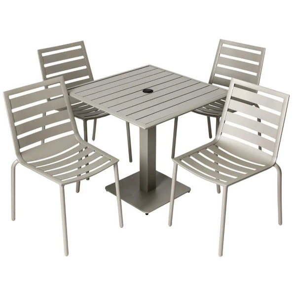 BFM Seating South Beach 32" Square Titanium Silver Outdoor Table With 4 Chairs 1 BFM Seating South Beach 32" Square Titanium Silver Outdoor Table With 4 Chairs