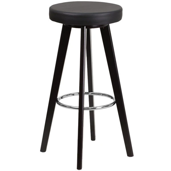 Flash Furniture CH-152601-BK-VY-GG Trenton Series Cappuccino Wood Bar Height Stool With Black Vinyl Seat 1 Flash Furniture CH-152601-BK-VY-GG Trenton Series Cappuccino Wood Bar Height Stool With Black Vinyl Seat