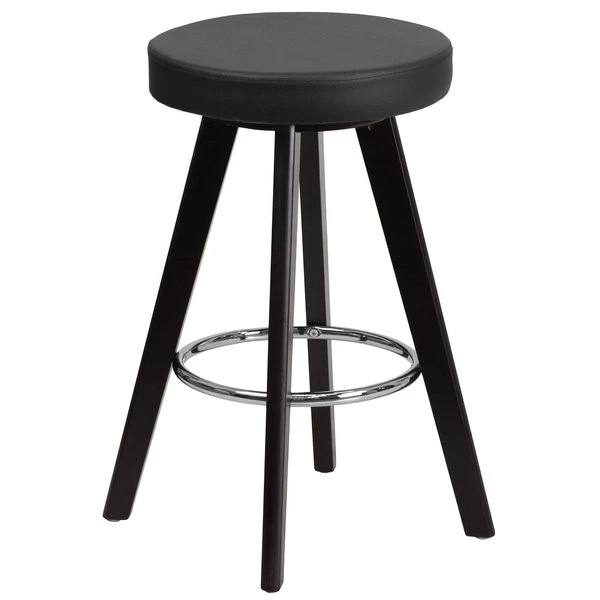 Flash Furniture CH-152600-BK-VY-GG Trenton Series Cappuccino Wood Counter Height Stool With Black Vinyl Seat 1 Flash Furniture CH-152600-BK-VY-GG Trenton Series Cappuccino Wood Counter Height Stool With Black Vinyl Seat