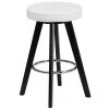 Flash Furniture CH-152600-WH-VY-GG Trenton Series Cappuccino Wood Counter Height Stool With White Vinyl Seat