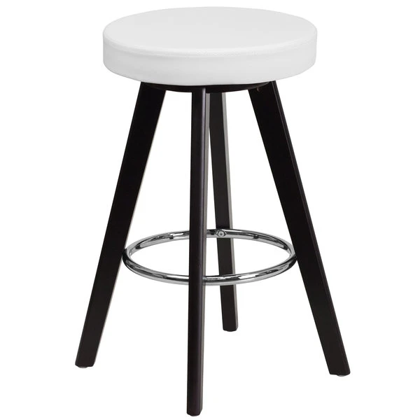 Flash Furniture CH-152600-WH-VY-GG Trenton Series Cappuccino Wood Counter Height Stool With White Vinyl Seat 1 Flash Furniture CH-152600-WH-VY-GG Trenton Series Cappuccino Wood Counter Height Stool With White Vinyl Seat