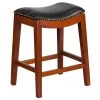 Flash Furniture TA-411026-LC-GG Light Cherry Wood Counter Height Stool With Black Leather Saddle Seat