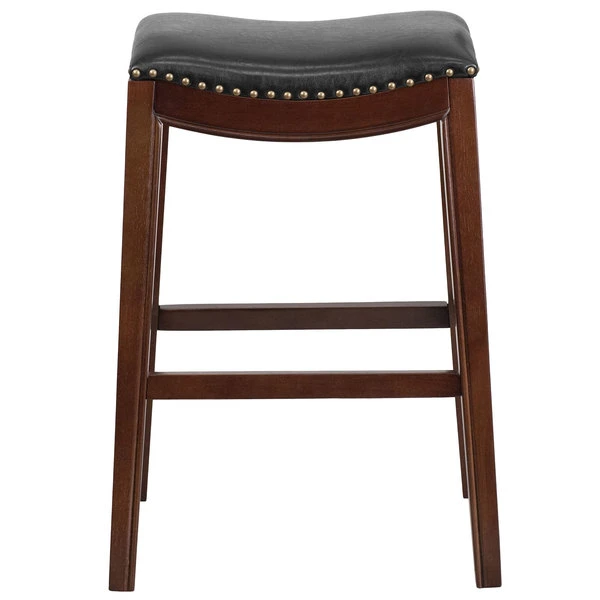 Flash Furniture TA-411030-CA-GG Cappuccino Wood Bar Height Stool With Black Leather Saddle Seat 2 Flash Furniture TA-411030-CA-GG Cappuccino Wood Bar Height Stool With Black Leather Saddle Seat - Image 2