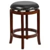 Flash Furniture TA-68924-LC-CTR-GG Light Cherry Counter Height Stool With Black Leather Swivel Seat
