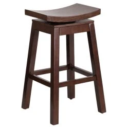 Flash Furniture TA-SADDLE-1-GG Cappuccino Wood Bar Height Stool With Auto Swivel Seat