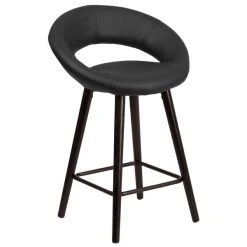 Flash Furniture CH-152551-BK-VY-GG Kelsey Series Cappuccino Wood Counter Height Stool With Black Vinyl Seat